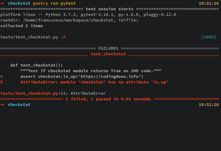 Pytest red test